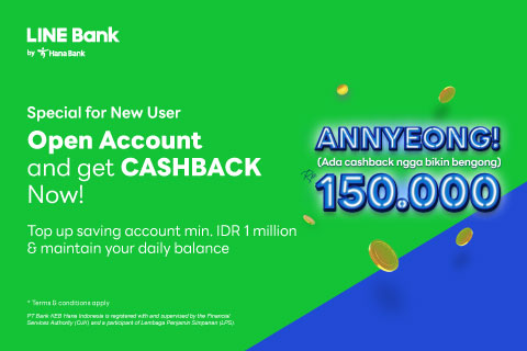 Open LINE Bank saving account, get cashback IDR150,000 