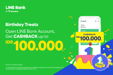 Open new LINE Bank account and get a cashback IDR100.000