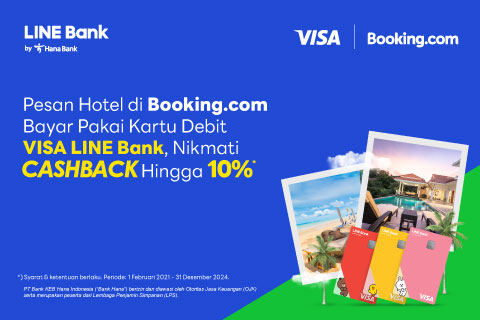 Belanja dengan kartu debit LINE Bank berlogo VISA, dapatkan diskon hingga 10%