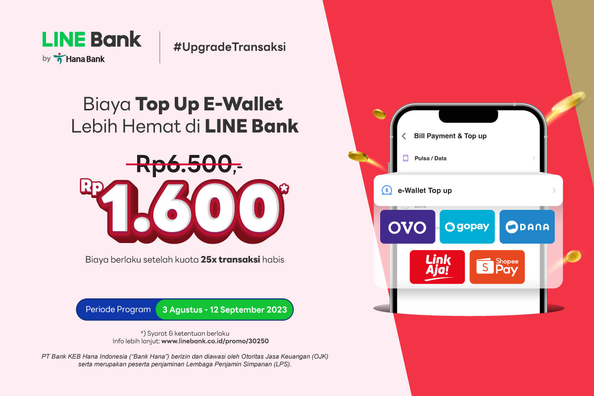 Promo Biaya Top Up E-Wallet Aplikasi LINE Bank