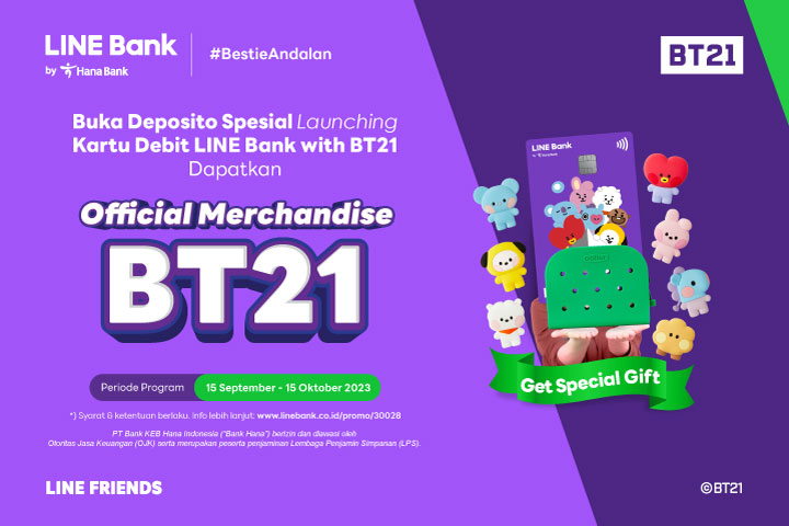 Get Special Gift -  LINE Bank Debit Card with BT21