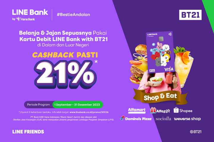 Shop & Eat -  LINE Bank Debit Card with BT21