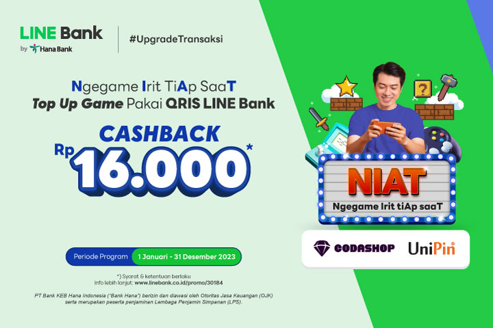 Beli Item Games bayar QRIS Cashback Rp16.000