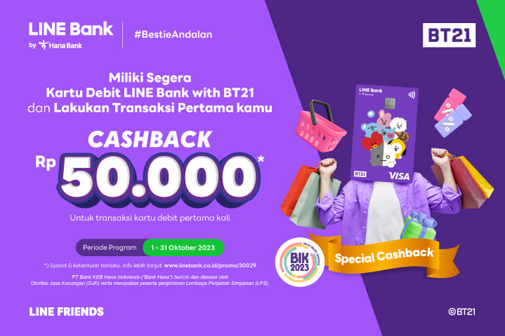 Special Cashback  -  LINE Bank Debit Card with BT21