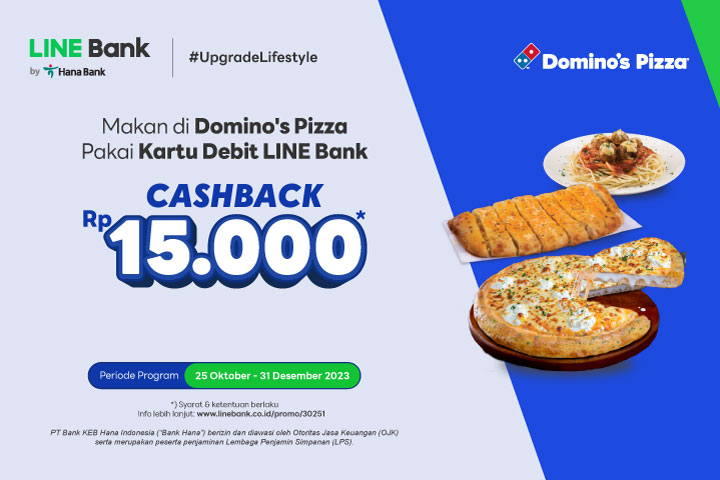 Beli Domino's Pizza pas payday CASHBACK Rp15.000