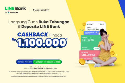 Buka rekening LINE Bank, dapatkan CASHBACK hingga Rp1.100.000