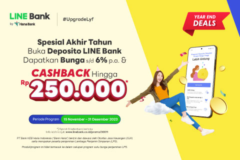 Nabung Deposito LINE Bank, dapatkan CASHBACK s/d Rp250.000