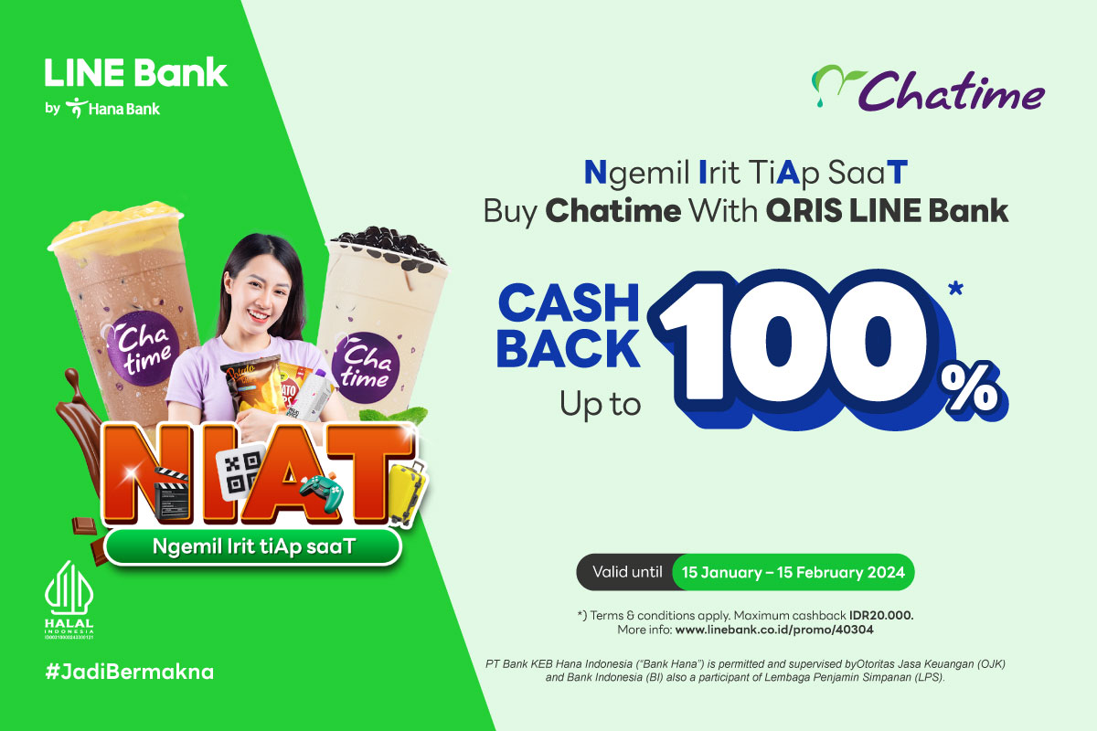 Pay Using QRIS at Chatime Cashback Up to 100 LINE Bank