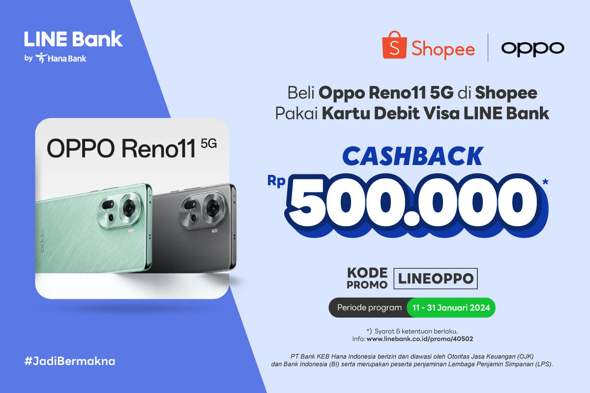 Beli Oppo Reno 11 5G di Shopee Cashback Rp500.000