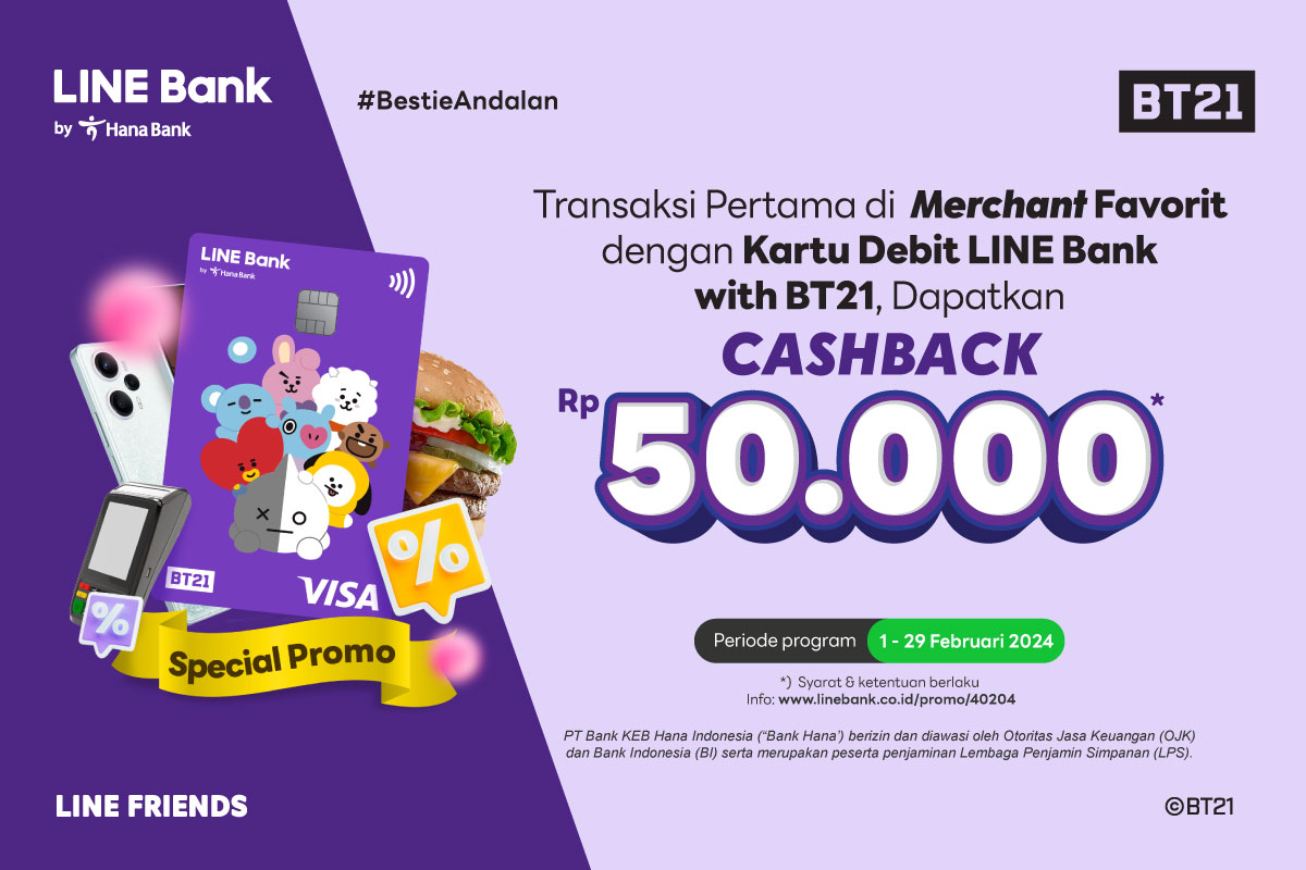 Promo Transaksi Pertama - LINE Bank Debit Card with BT21