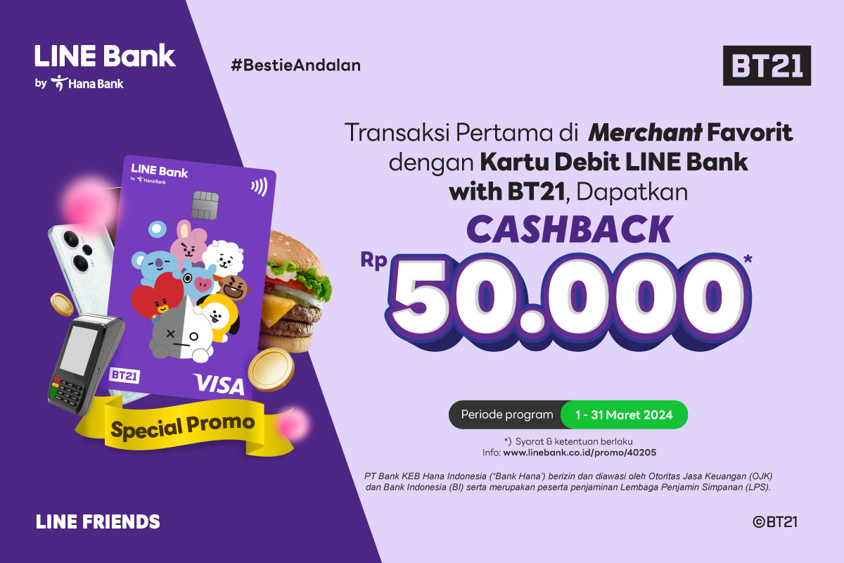 Promo Transaksi Pertama - LINE Bank Debit Card with BT21