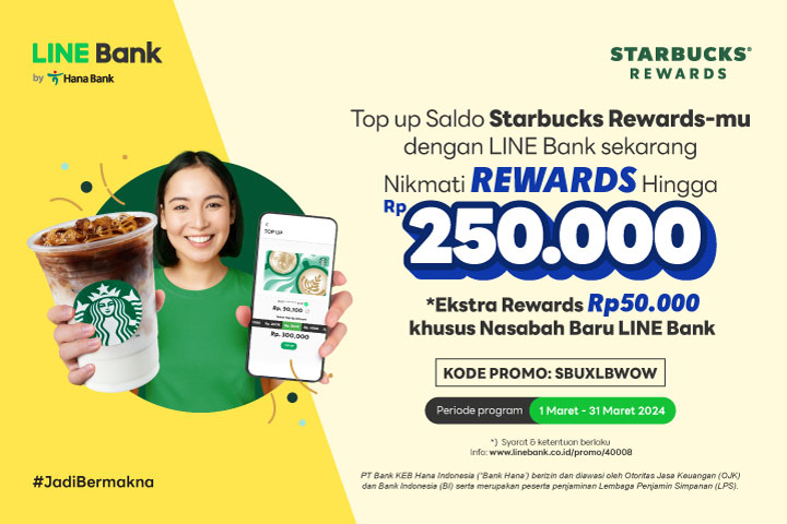 Promo Buka Rekening & Top-Up Saldo Starbucks Rewards 