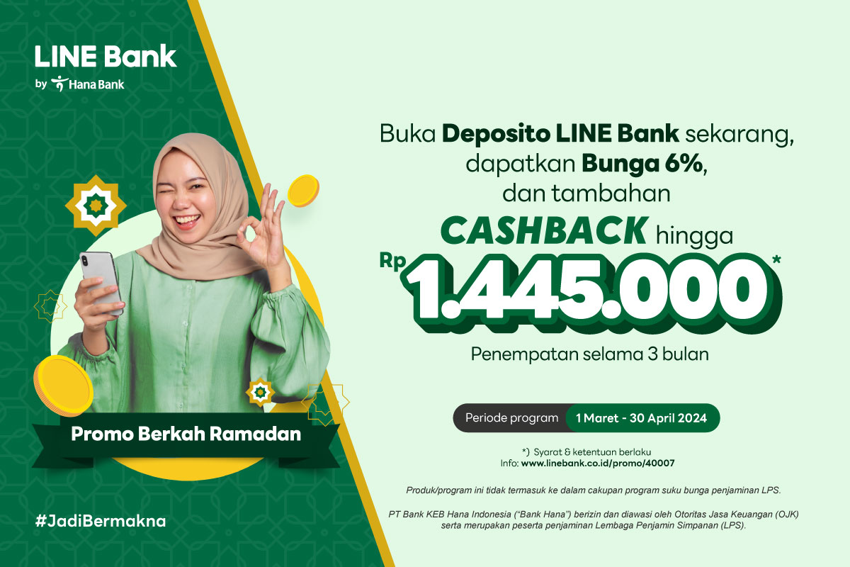 Buka Deposito LINE Bank dapatkan cashback hingga Rp1.445.000