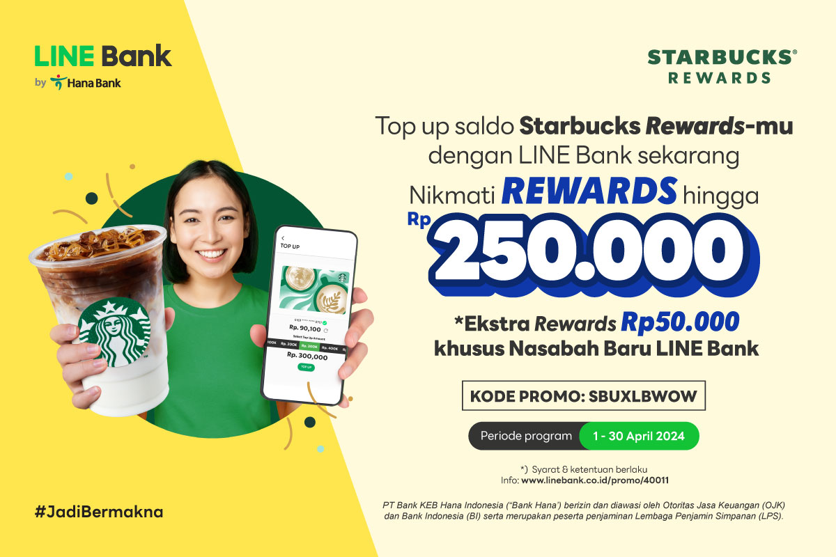 Promo Buka Rekening & Top-Up Saldo Starbucks Rewards