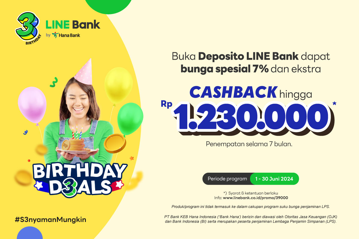 Buka Deposito, dapatkan bunga spesial 7% dan ekstra cashback hingga Rp1.230.000