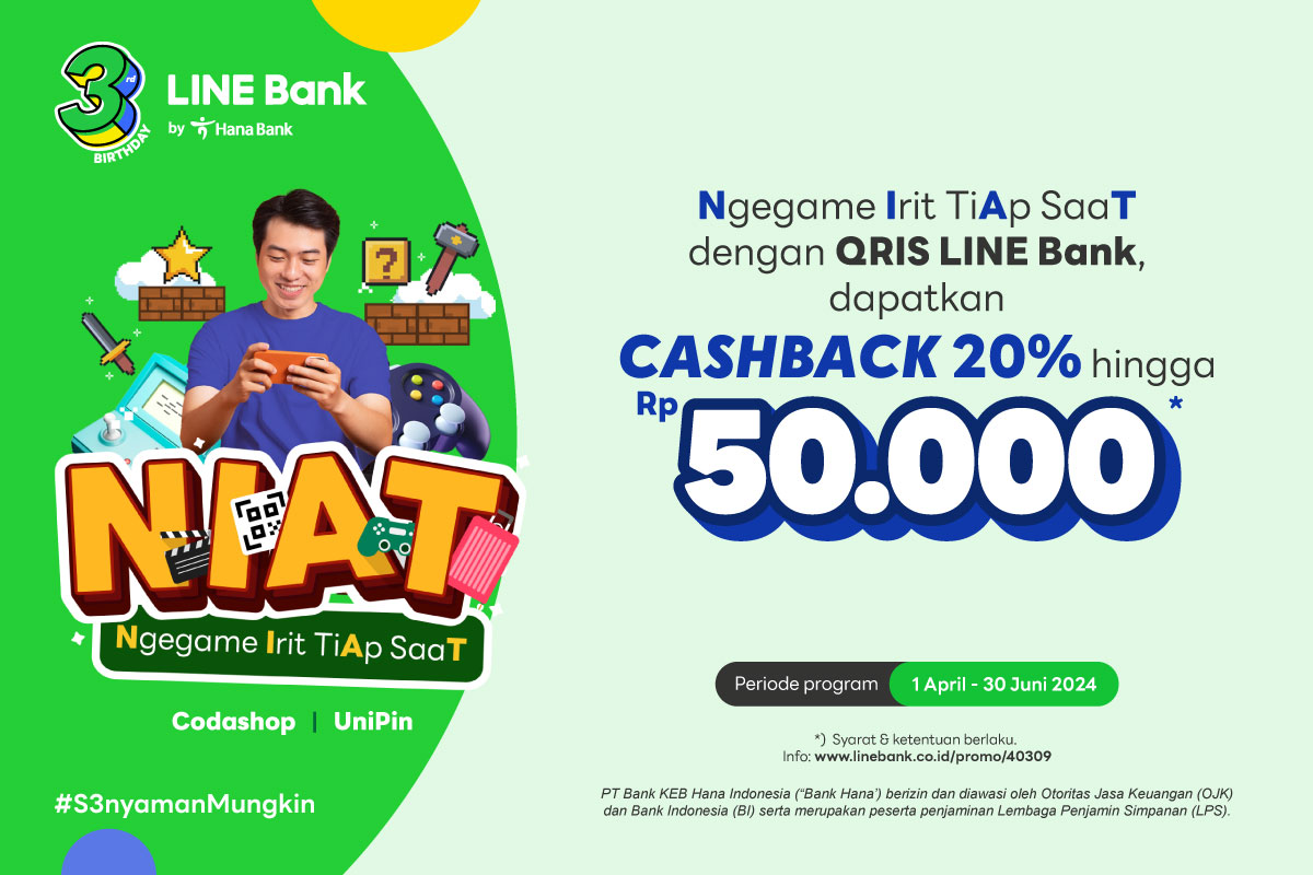 Belanja di Codashop / Unipin Pakai QRIS, Cashback 20%