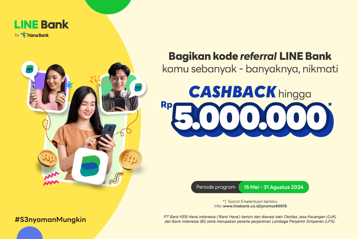 Ajak teman buka rekening LINE Bank, dapatkan cashback hingga Rp5.000.000
