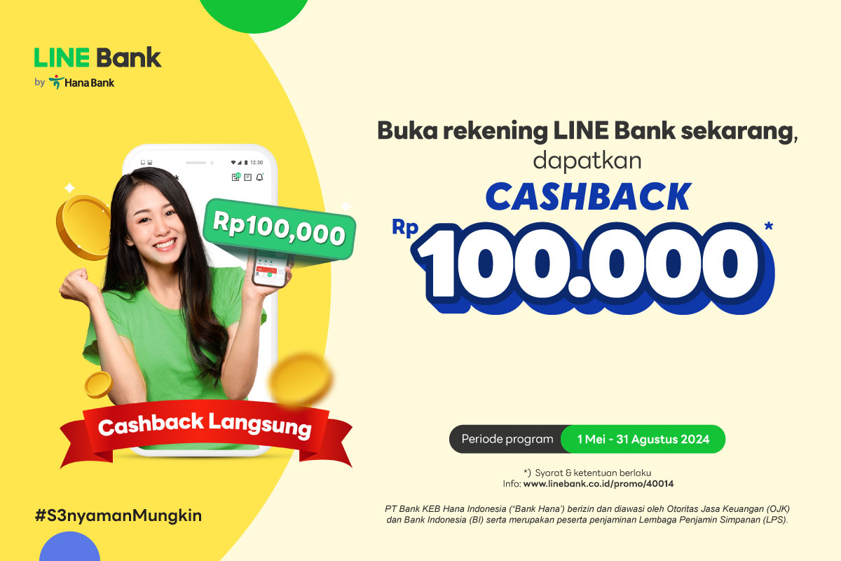 Buka rekening LINE Bank dapatkan cashback Rp100.000