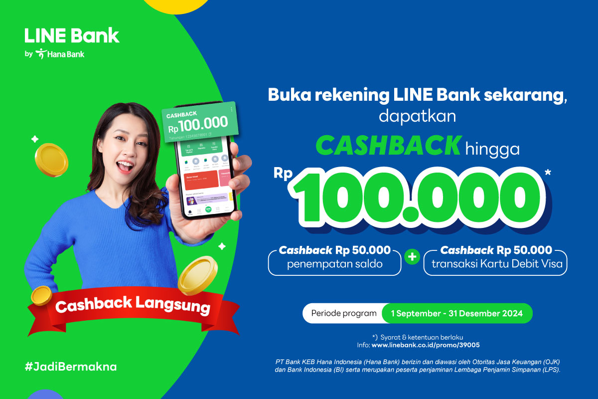 Buka rekening LINE Bank dapatkan cashback Rp100.000