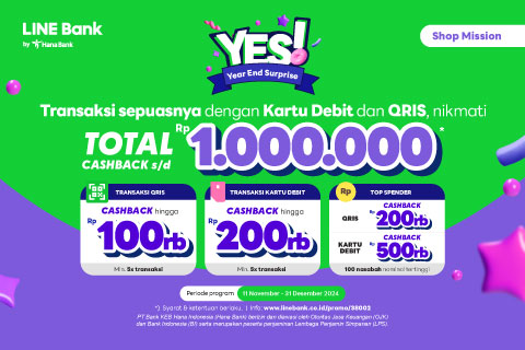 Transaksi dengan Kartu Debit & QRIS, dapatkan total cashback hingga Rp1.000.000