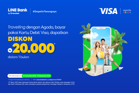 Booking penginapan di Agoda, nikmati diskon 8% hingga Rp20.000 dengan Kartu Debit Visa LINE Bank
