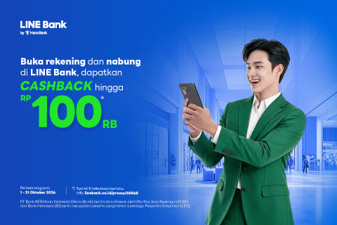 Buka rekening dan transaksi di LINE Bank, dapatkan cashback hingga Rp100.000